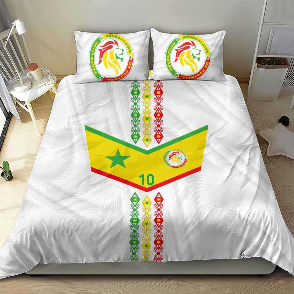 Custom Senegal Football Bedding Set Tricolor African Stripes Motif Sporty Style - African Pride