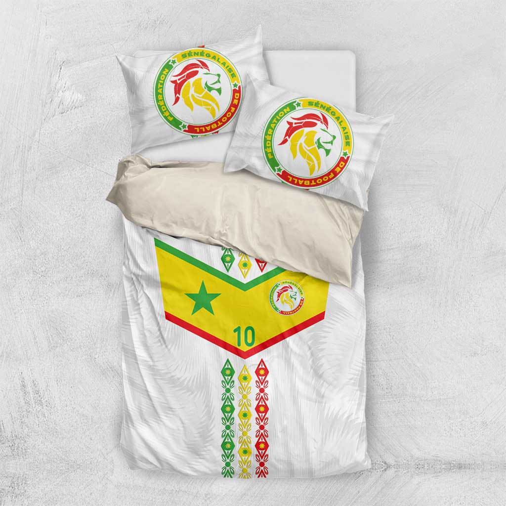 Custom Senegal Football Bedding Set Tricolor African Stripes Motif Sporty Style - African Pride