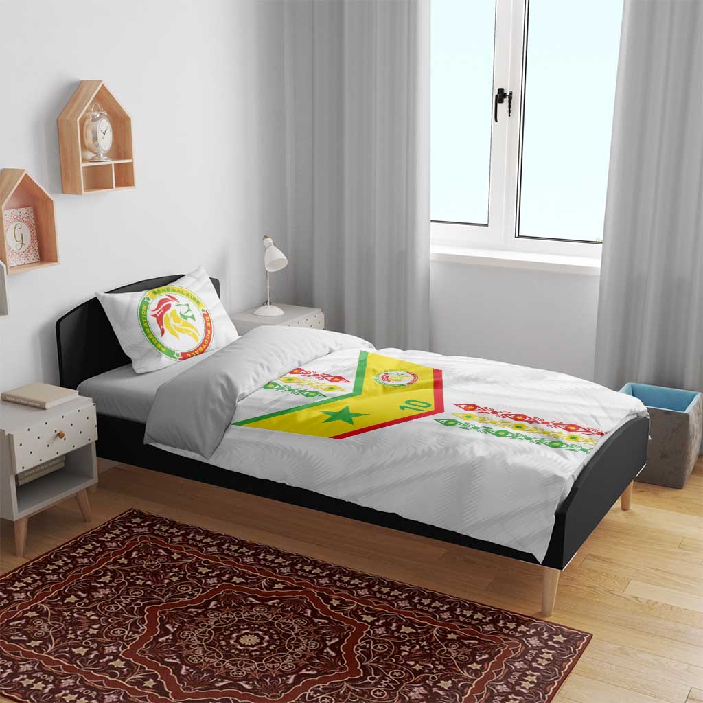 Custom Senegal Football Bedding Set Tricolor African Stripes Motif Sporty Style - African Pride