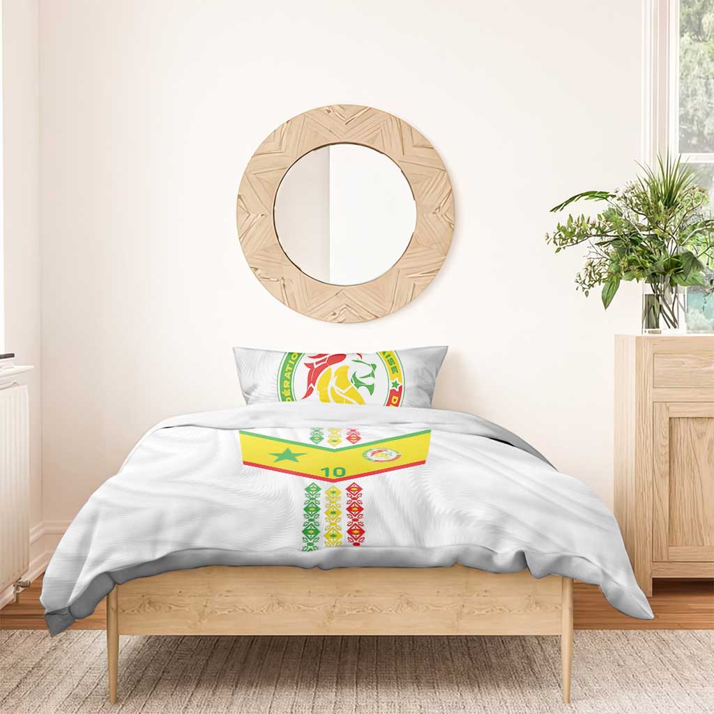 Custom Senegal Football Bedding Set Tricolor African Stripes Motif Sporty Style - African Pride