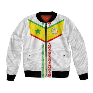 Custom Senegal Football Bomber Jacket Tricolor African Stripes Motif Sporty Style - African Pride