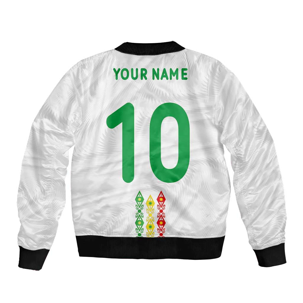 Custom Senegal Football Bomber Jacket Tricolor African Stripes Motif Sporty Style - African Pride
