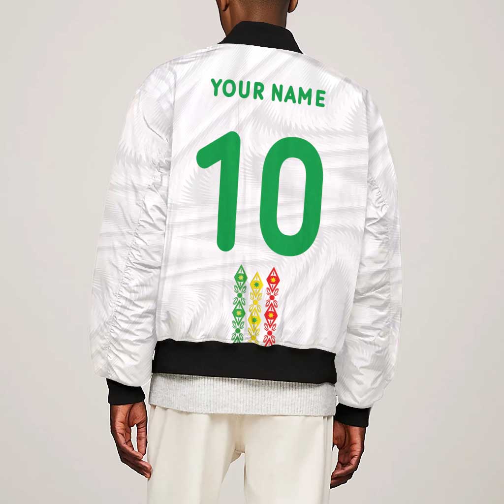 Custom Senegal Football Bomber Jacket Tricolor African Stripes Motif Sporty Style - African Pride