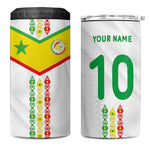 Custom Senegal Football 4 in 1 Can Cooler Tumbler Tricolor African Stripes Motif Sporty Style - African Pride
