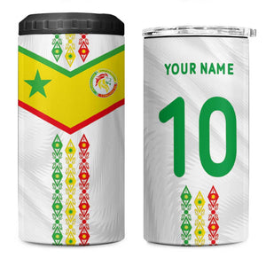 Custom Senegal Football 4 in 1 Can Cooler Tumbler Tricolor African Stripes Motif Sporty Style - African Pride