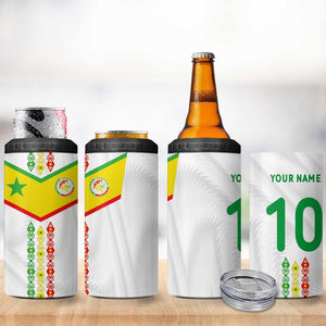 Custom Senegal Football 4 in 1 Can Cooler Tumbler Tricolor African Stripes Motif Sporty Style - African Pride