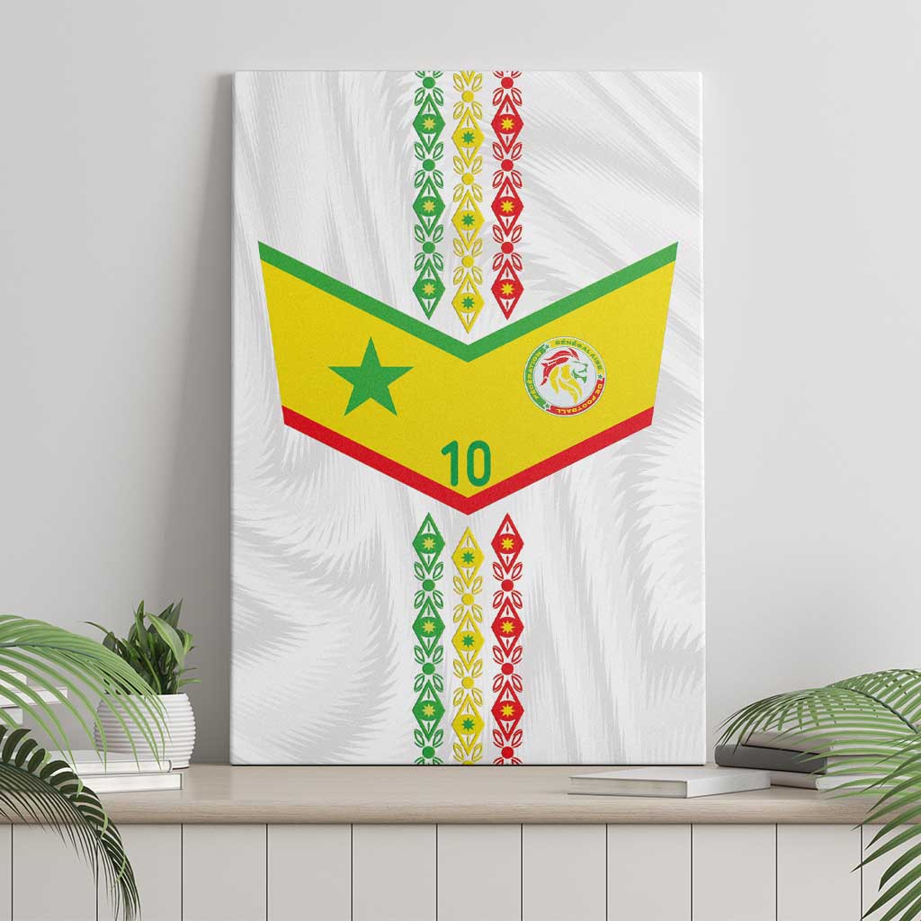 Custom Senegal Football Canvas Wall Art Tricolor African Stripes Motif Sporty Style - African Pride