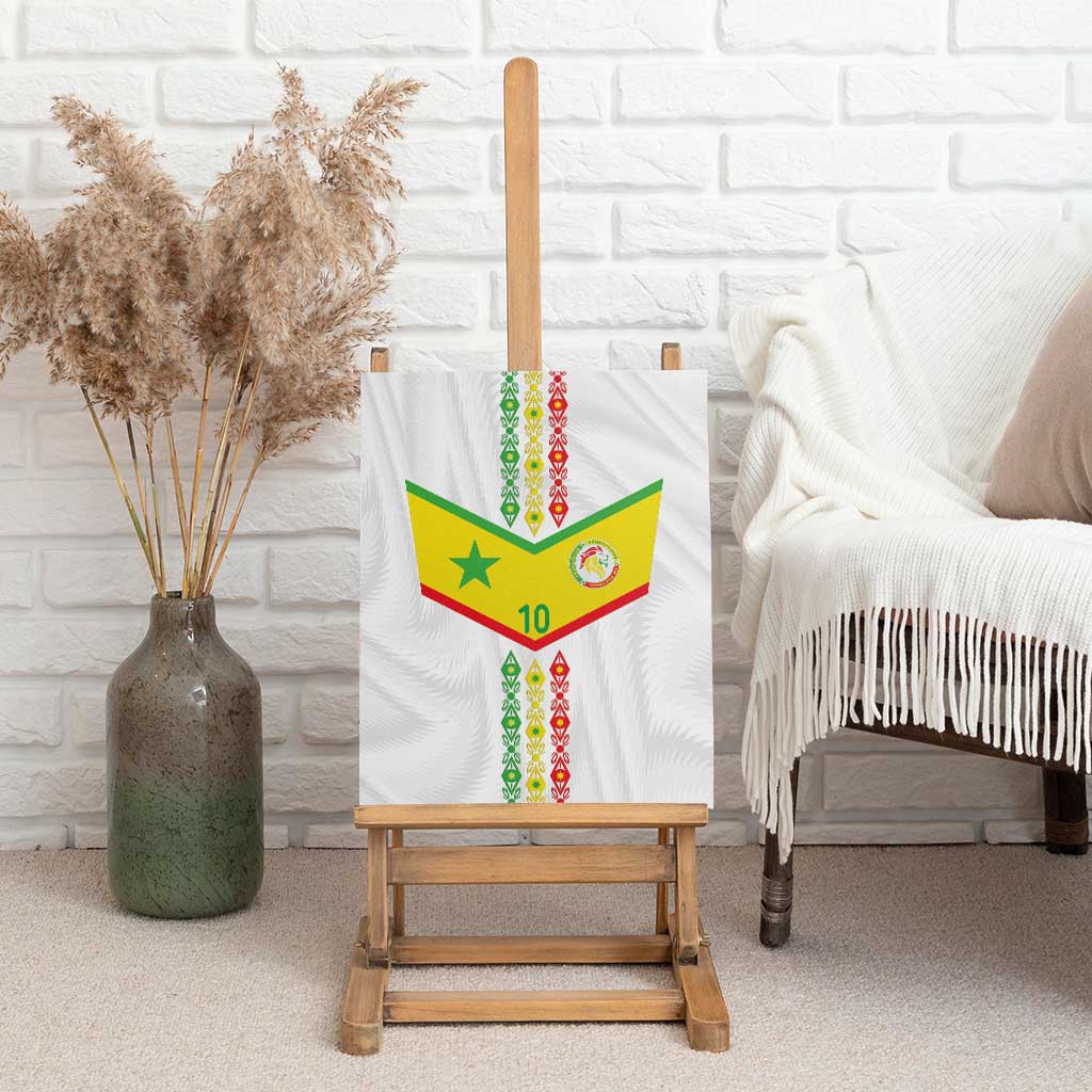 Custom Senegal Football Canvas Wall Art Tricolor African Stripes Motif Sporty Style - African Pride