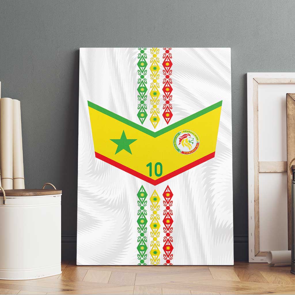 Custom Senegal Football Canvas Wall Art Tricolor African Stripes Motif Sporty Style - African Pride