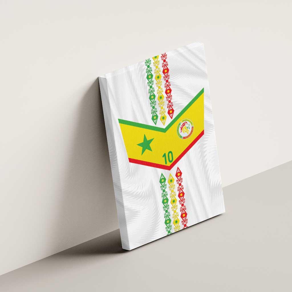 Custom Senegal Football Canvas Wall Art Tricolor African Stripes Motif Sporty Style - African Pride