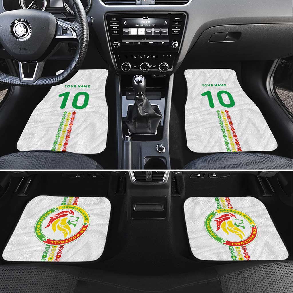 Custom Senegal Football Car Mats Tricolor African Stripes Motif Sporty Style - African Pride