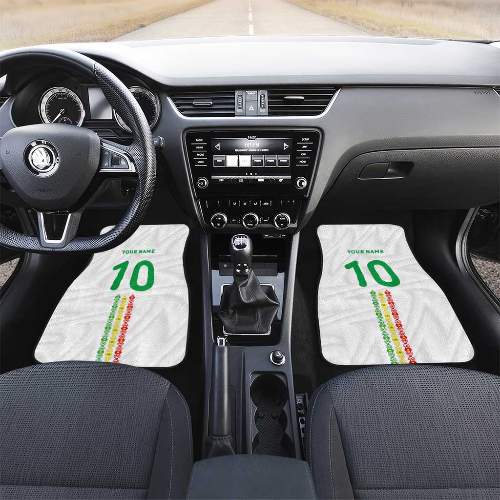 Custom Senegal Football Car Mats Tricolor African Stripes Motif Sporty Style - African Pride