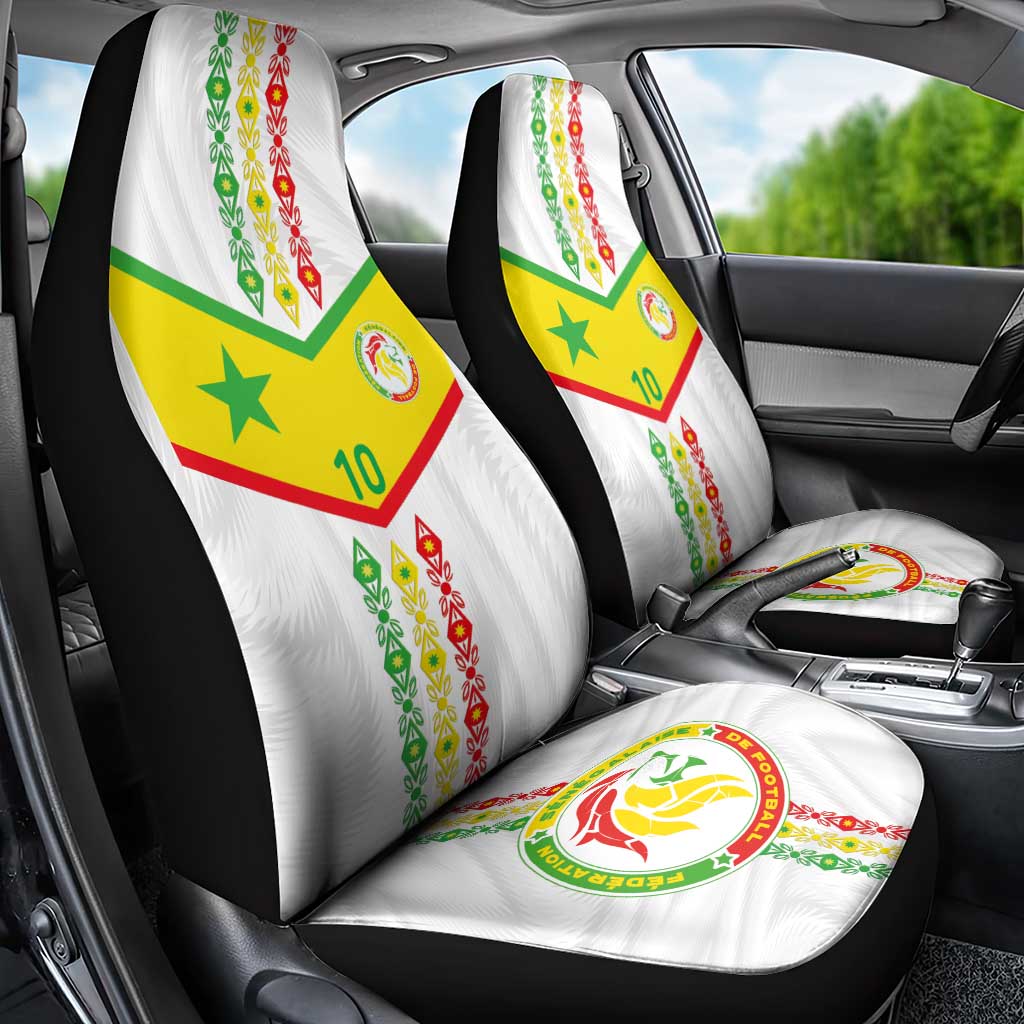 Custom Senegal Football Car Seat Cover Tricolor African Stripes Motif Sporty Style - African Pride