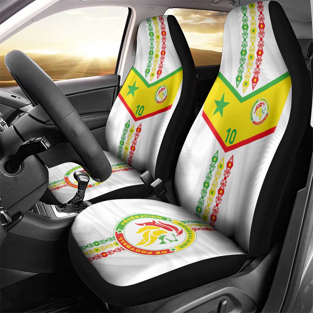 Custom Senegal Football Car Seat Cover Tricolor African Stripes Motif Sporty Style - African Pride