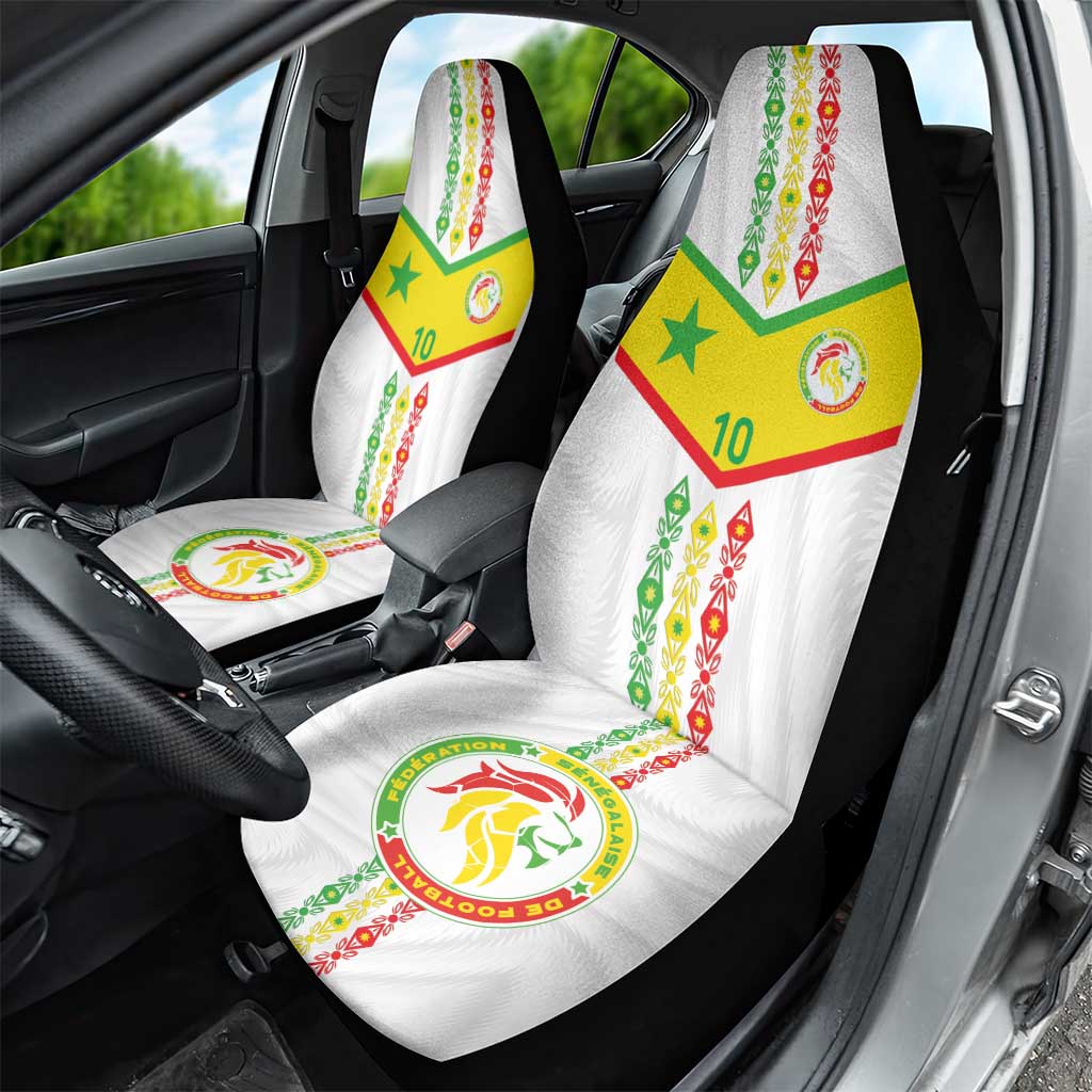 Custom Senegal Football Car Seat Cover Tricolor African Stripes Motif Sporty Style - African Pride
