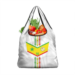 Custom Senegal Football Grocery Bag Tricolor African Stripes Motif Sporty Style - African Pride