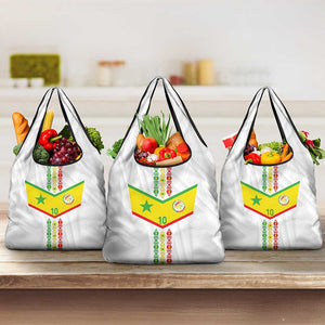 Custom Senegal Football Grocery Bag Tricolor African Stripes Motif Sporty Style - African Pride