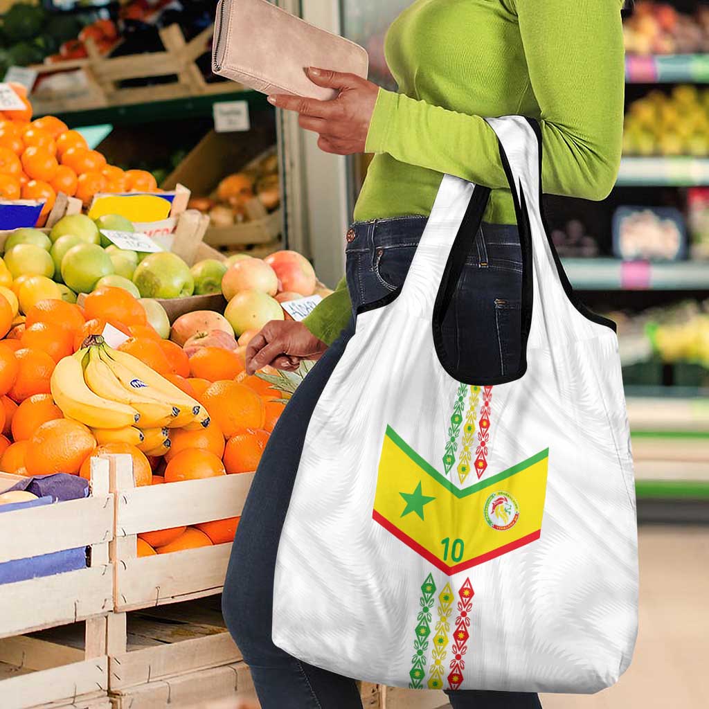 Custom Senegal Football Grocery Bag Tricolor African Stripes Motif Sporty Style - African Pride