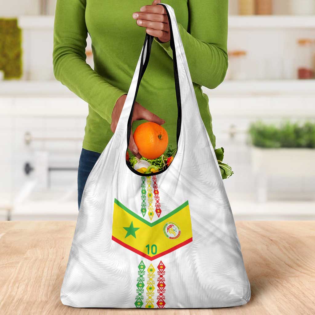 Custom Senegal Football Grocery Bag Tricolor African Stripes Motif Sporty Style - African Pride