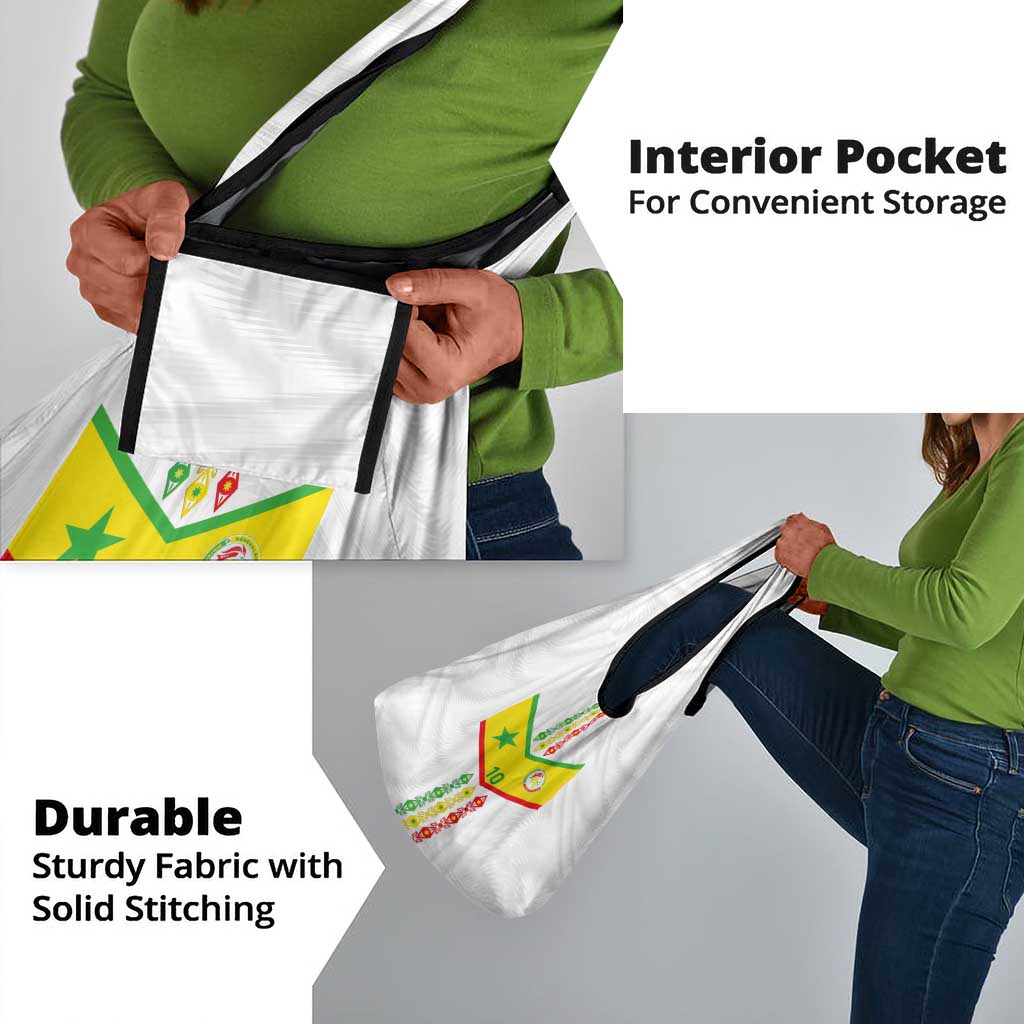 Custom Senegal Football Grocery Bag Tricolor African Stripes Motif Sporty Style - African Pride