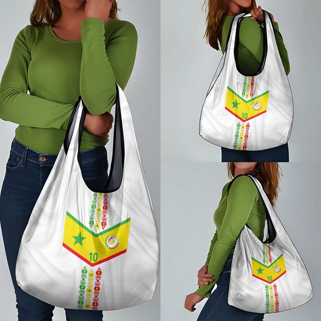 Custom Senegal Football Grocery Bag Tricolor African Stripes Motif Sporty Style - African Pride
