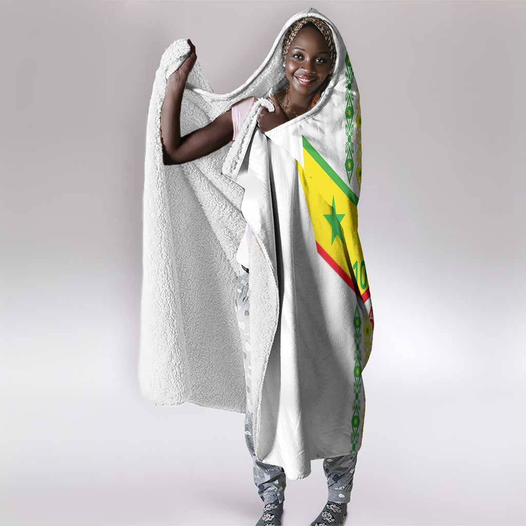 Custom Senegal Football Hooded Blanket Tricolor African Stripes Motif Sporty Style - African Pride