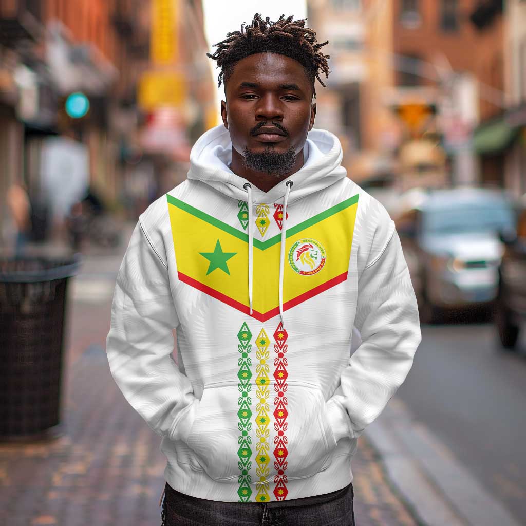 Custom Senegal Football Hoodie Tricolor African Stripes Motif Sporty Style - African Pride