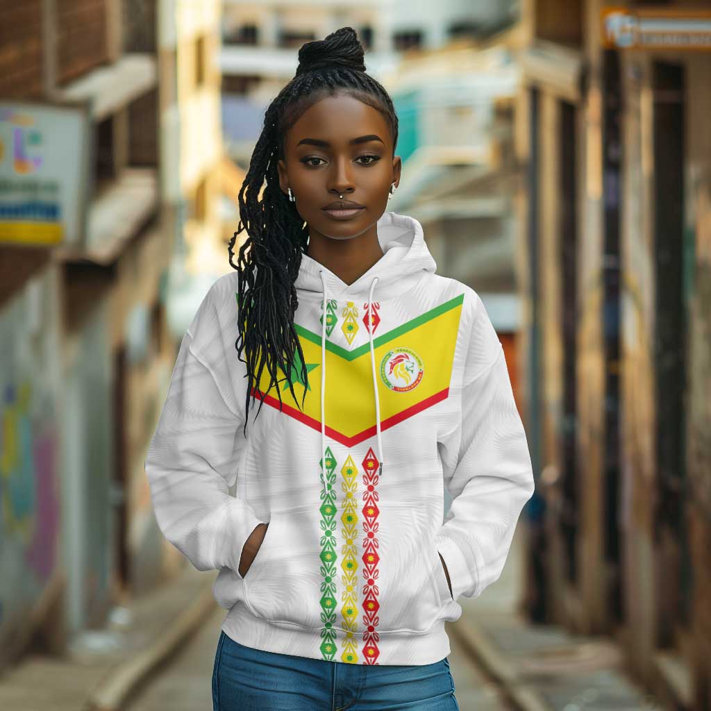 Custom Senegal Football Hoodie Tricolor African Stripes Motif Sporty Style - African Pride