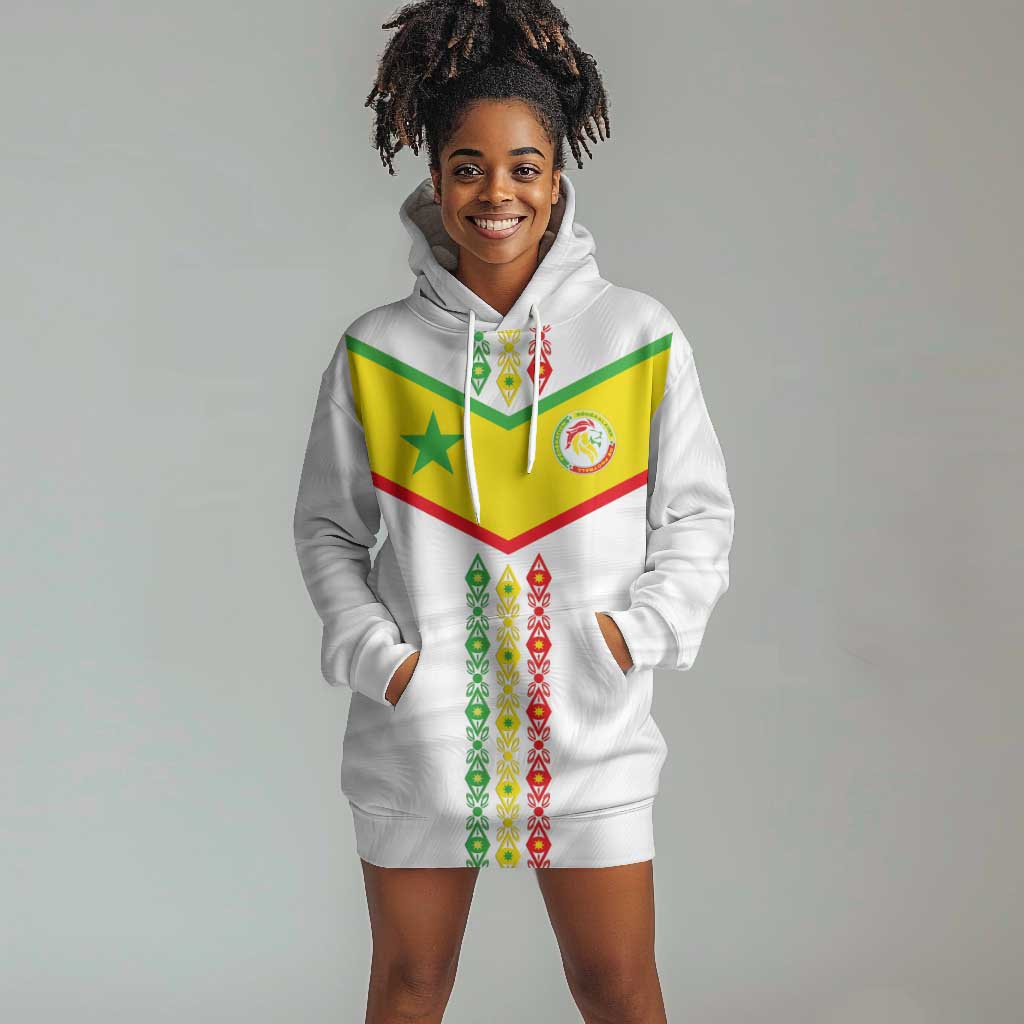 Custom Senegal Football Hoodie Dress Tricolor African Stripes Motif Sporty Style - African Pride