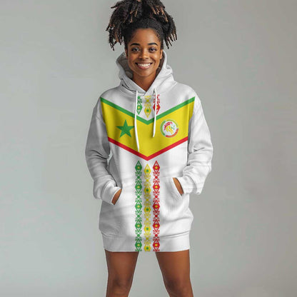 Custom Senegal Football Hoodie Dress Tricolor African Stripes Motif Sporty Style - African Pride