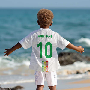 Custom Senegal Football Kid Hawaiian Shirt Tricolor African Stripes Motif Sporty Style - African Pride