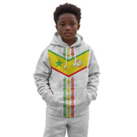 Custom Senegal Football Kid Hoodie Tricolor African Stripes Motif Sporty Style - African Pride