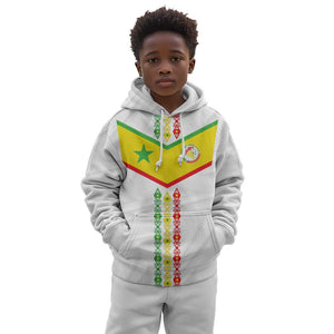 Custom Senegal Football Kid Hoodie Tricolor African Stripes Motif Sporty Style - African Pride