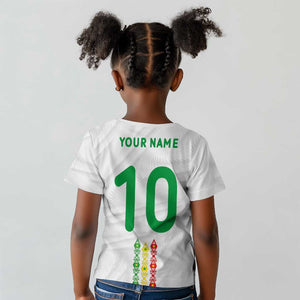 Custom Senegal Football Kid T shirt Tricolor African Stripes Motif Sporty Style - African Pride