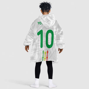 Custom Senegal Football Kid Wearable Blanket Hoodie Tricolor African Stripes Motif Sporty Style - African Pride