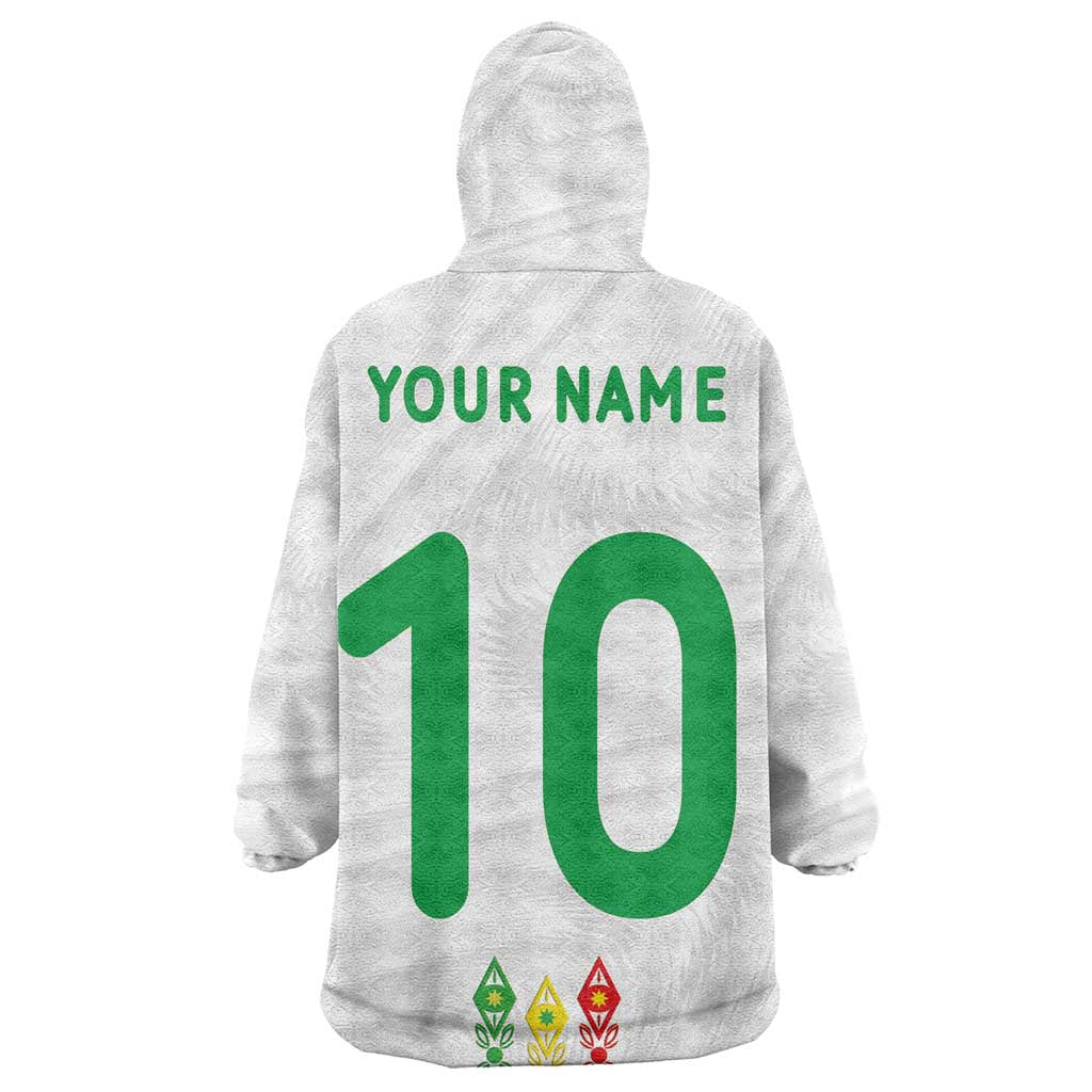 Custom Senegal Football Kid Wearable Blanket Hoodie Tricolor African Stripes Motif Sporty Style - African Pride