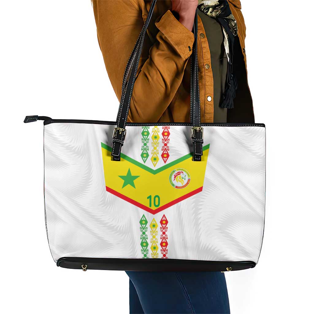 Custom Senegal Football Leather Tote Bag Tricolor African Stripes Motif Sporty Style - African Pride