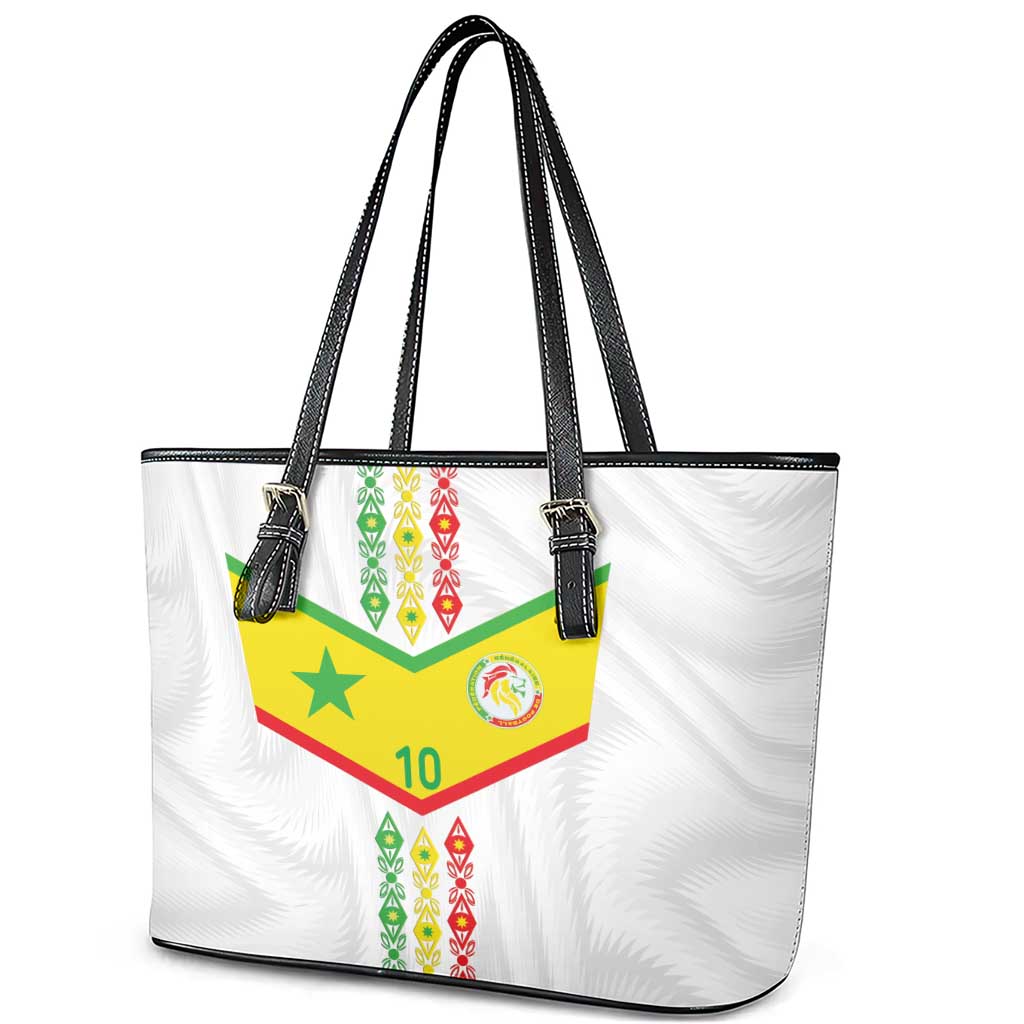 Custom Senegal Football Leather Tote Bag Tricolor African Stripes Motif Sporty Style - African Pride
