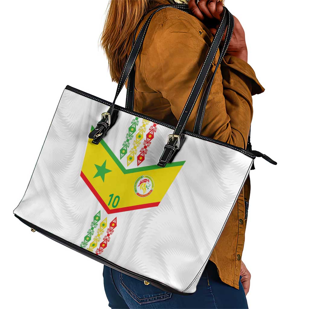 Custom Senegal Football Leather Tote Bag Tricolor African Stripes Motif Sporty Style - African Pride