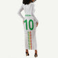 Custom Senegal Football Long Sleeve Bodycon Dress Tricolor African Stripes Motif Sporty Style - African Pride