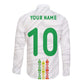 Custom Senegal Football Long Sleeve Button Shirt Tricolor African Stripes Motif Sporty Style - African Pride