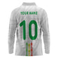 Custom Senegal Football Long Sleeve Polo Shirt Tricolor African Stripes Motif Sporty Style - African Pride