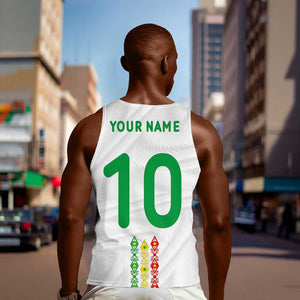 Custom Senegal Football Men Tank Top Tricolor African Stripes Motif Sporty Style - African Pride