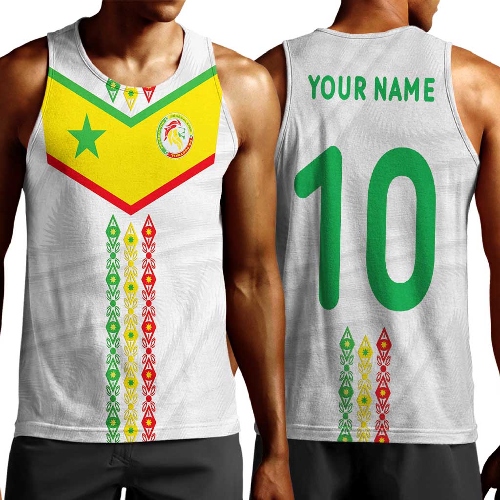 Custom Senegal Football Men Tank Top Tricolor African Stripes Motif Sporty Style - African Pride
