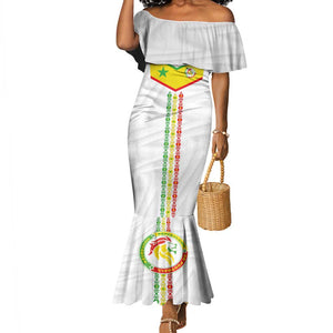Custom Senegal Football Mermaid Dress Tricolor African Stripes Motif Sporty Style - African Pride