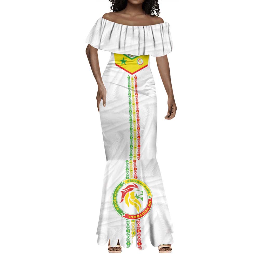 Custom Senegal Football Mermaid Dress Tricolor African Stripes Motif Sporty Style - African Pride