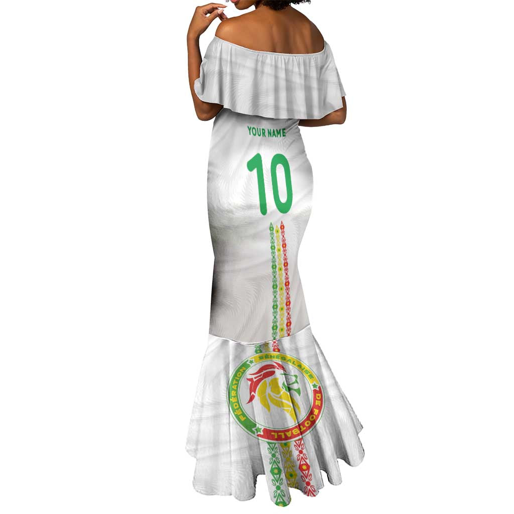Custom Senegal Football Mermaid Dress Tricolor African Stripes Motif Sporty Style - African Pride