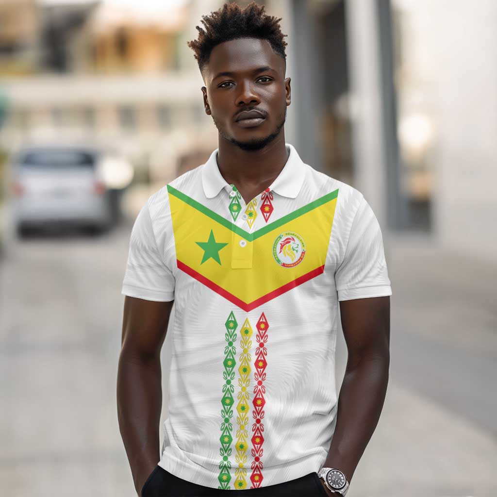 Custom Senegal Football Polo Shirt Tricolor African Stripes Motif Sporty Style - African Pride