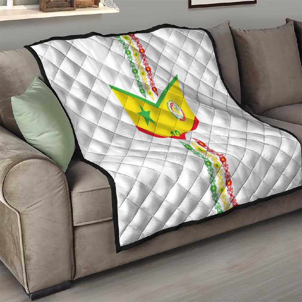 Custom Senegal Football Quilt Tricolor African Stripes Motif Sporty Style - African Pride