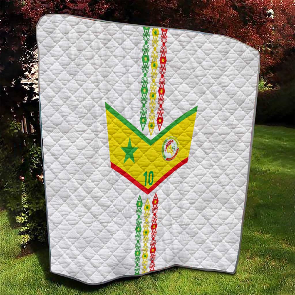 Custom Senegal Football Quilt Tricolor African Stripes Motif Sporty Style - African Pride
